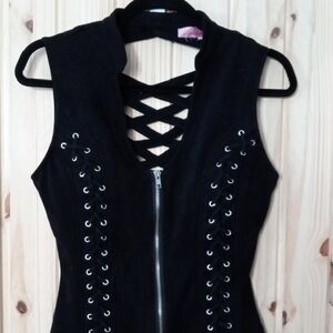 Black Lace-Up Tank Top
